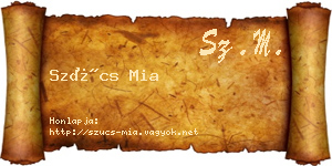 Szűcs Mia névjegykártya