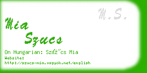 mia szucs business card